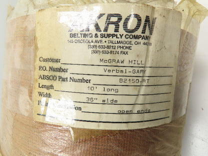 Akron B2150-RT Black Rubber Rough Grip Top 2-Ply Incline Conveyor Belt 36"x 10'