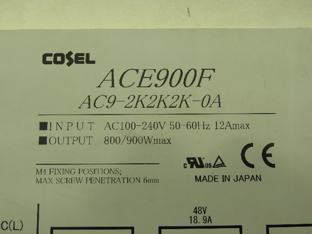 Cosel AC9-2K2K2K-0A AXE900F Power Supply 48V DC 18.9A