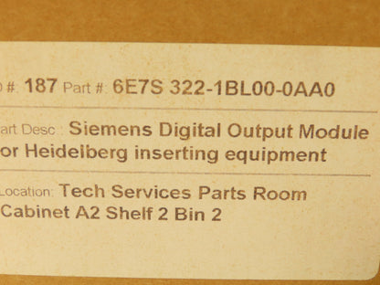 Siemens 6E7S 322-1BL00-0AA0 Simatic S7 Digital Output Module