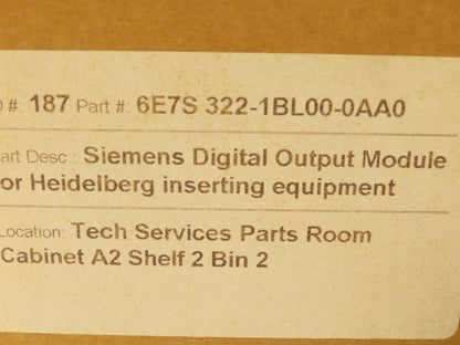 Siemens 6E7S 322-1BL00-0AA0 Simatic S7 Digital Output Module