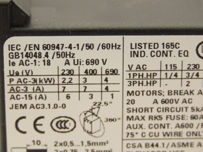Siemens 3RA11100JA151BB4 Starter Combination