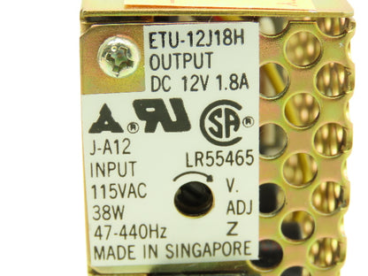 MATSUSHITA ETU-12J18H Adjustable Power Supply, 12V, 1.8A, Input: AC 115V