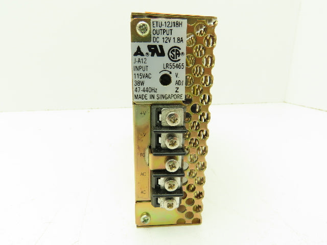 MATSUSHITA ETU-12J18H Adjustable Power Supply, 12V, 1.8A, Input: AC 115V