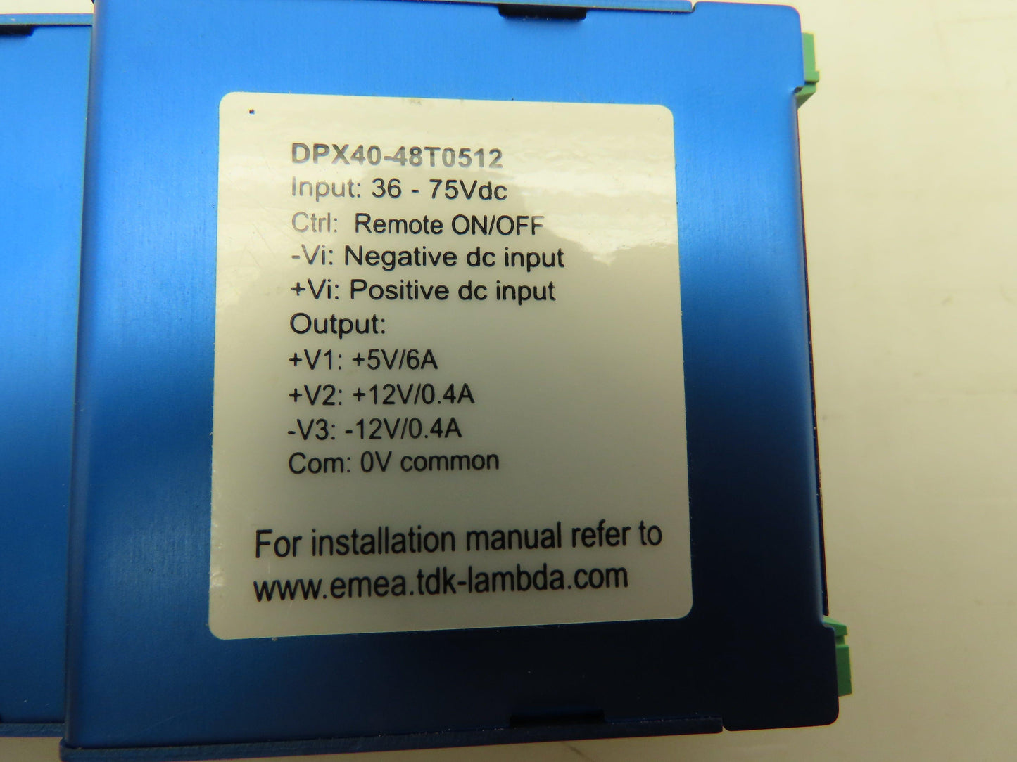 TDK DPX40-48T0512 Lambda DC-DC Converter Input 36-75VDC Output 5VDC 6A 12V