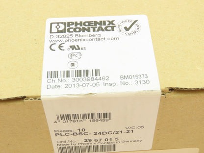 Phoenix Contact PLC-BSC-24DC/21-21 Relay Terminal Block Module 24VDC LOT OF 9