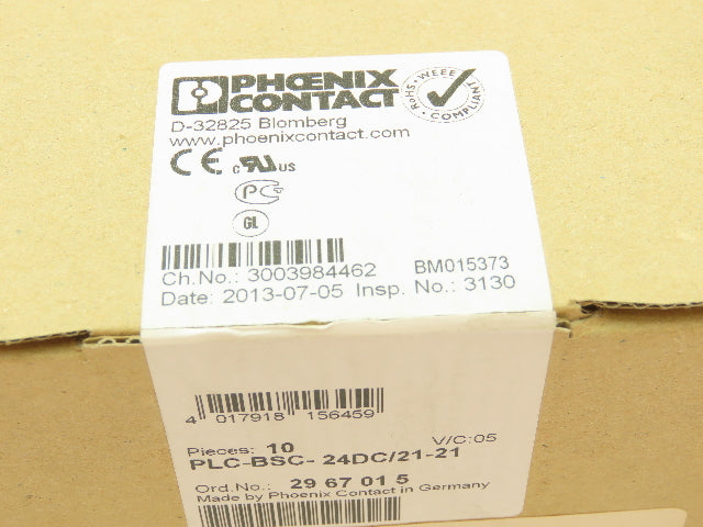 Phoenix Contact PLC-BSC-24DC/21-21 Relay Terminal Block Module 24VDC LOT OF 9