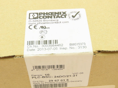 Phoenix Contact PLC-BSC-24DC/21-21 Relay Terminal Block Module 24VDC LOT OF 9