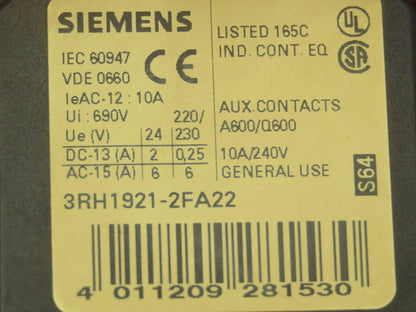 Siemens 3RT1044-3B Power Contactor 3P 65A 30kW 400V 24VDC Coil Sz S3
