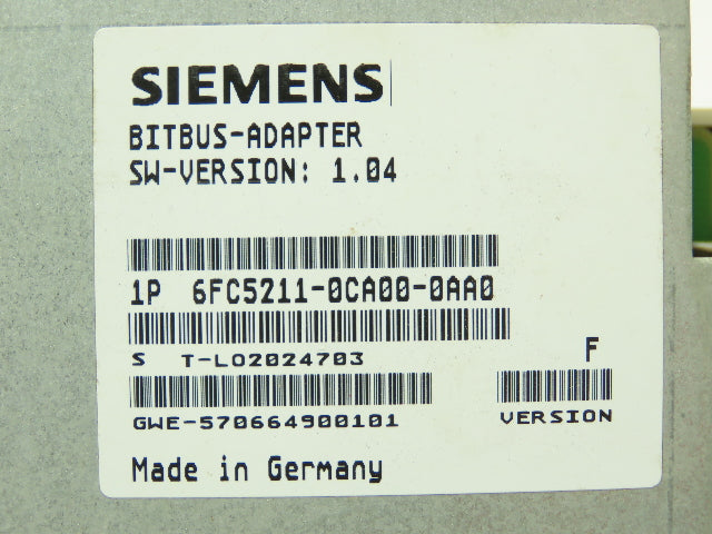 Siemens 6FC5211-0CA00-0AA0 BitBus Adapter Sinumerik 810D/DE/840D/DE Trumpf Laser