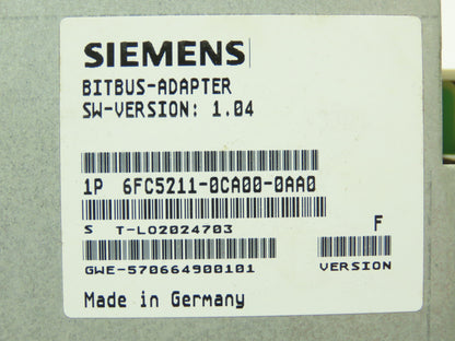 Siemens 6FC5211-0CA00-0AA0 BitBus Adapter Sinumerik 810D/DE/840D/DE Trumpf Laser