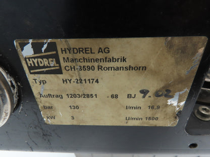 Hydrel AG HY 221174  Hydraulic Power Unit 3KW 480V 3PH 1850 PSI  ViVolo Pump