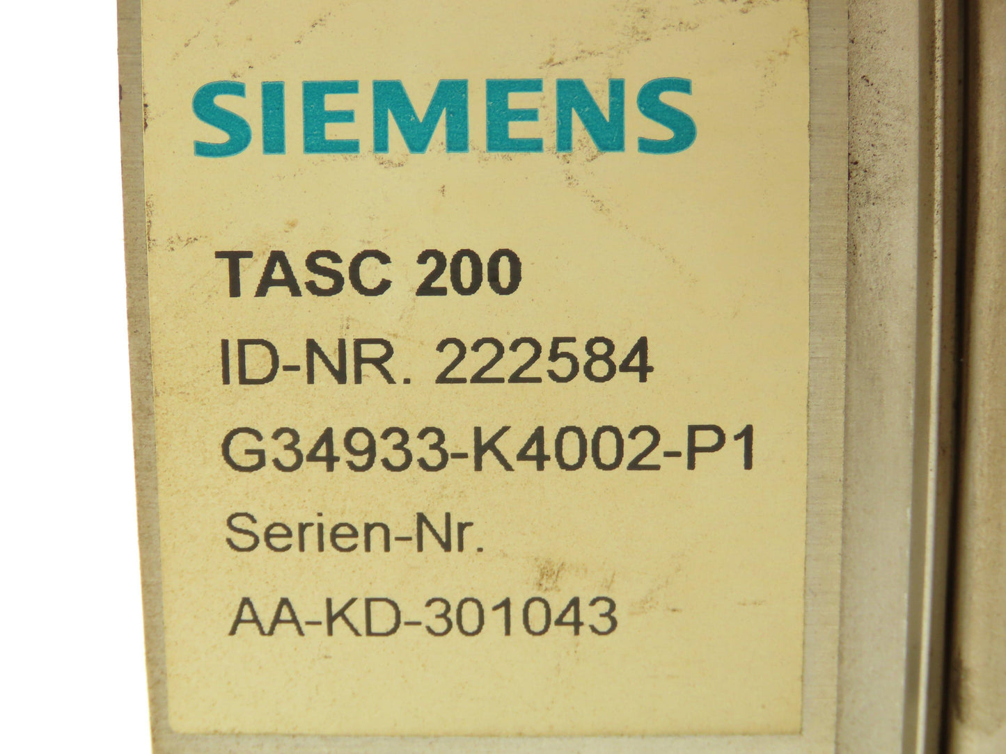 Siemens TASC 200  PLC 6-Slot Card Chassis Board Rack