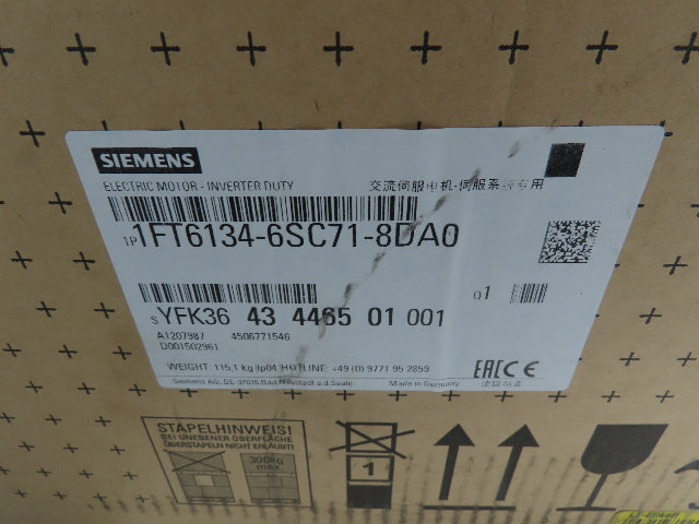 Siemens 1FT6134-6SC71-8DA0 Servo Motor Simotics Synchronous 2000 RPM 26.2KW 35HP
