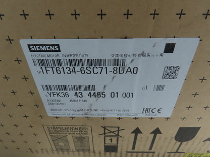 Siemens 1FT6134-6SC71-8DA0 Servo Motor Simotics Synchronous 2000 RPM 26.2KW 35HP