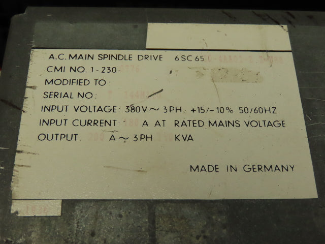Siemens 6SC65 Hauptspindel Simodrive VFD Drive 380V 3 Ph 200A 150KVA 2=U88