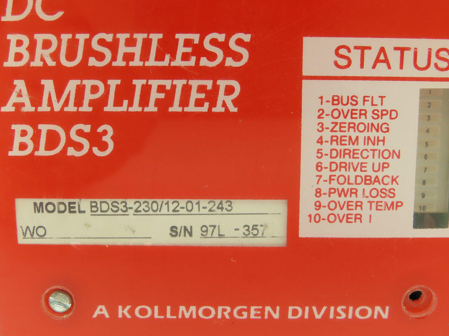 Kollmorgen BDS3-230/12-01-243-W/O  DC Brushless Servo Amplifier Drive