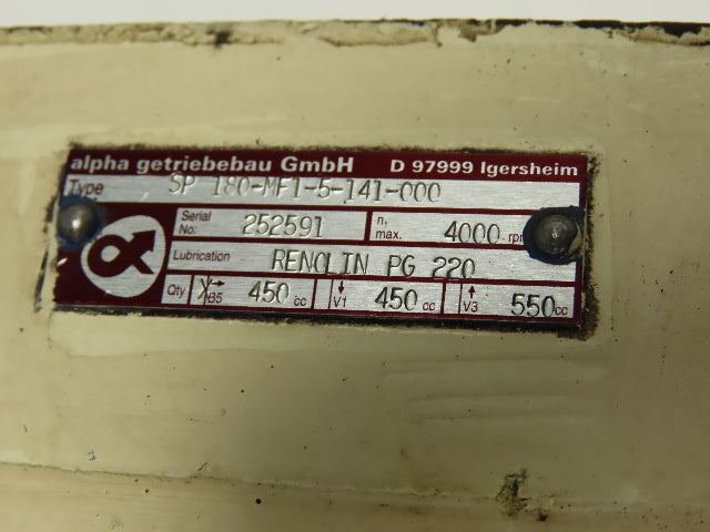 Alpha SP 180-MF1-5-141-000 Inline Planetary Gearbox 5:1 Ratio Gear Head 32x55mm