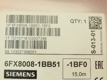 Siemens 6FX8008-1BB51 Power Cable 4x10.0 C Trailable 15M  Motion-Connect 800+