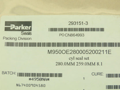 Parker M950OE280005200211E Seal Hydraulic Oil Packing Seal Set 280MM 259MM 8.1
