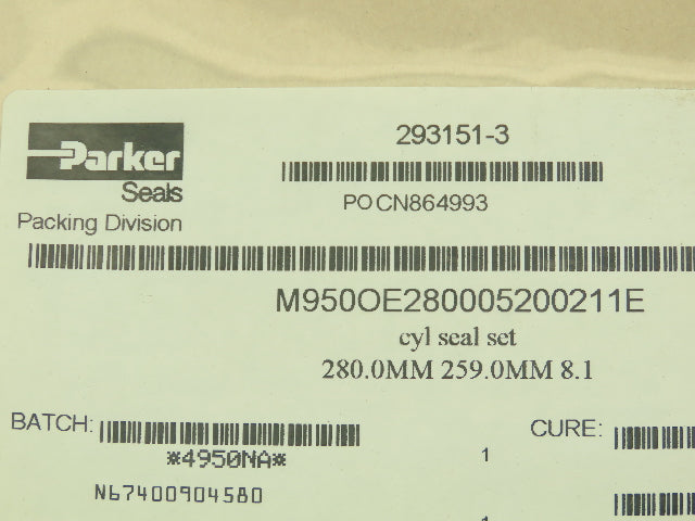 Parker M950OE280005200211E Seal Hydraulic Oil Packing Seal Set 280MM 259MM 8.1