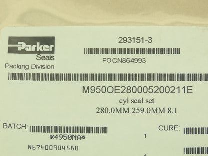 Parker M950OE280005200211E Seal Hydraulic Oil Packing Seal Set 280MM 259MM 8.1