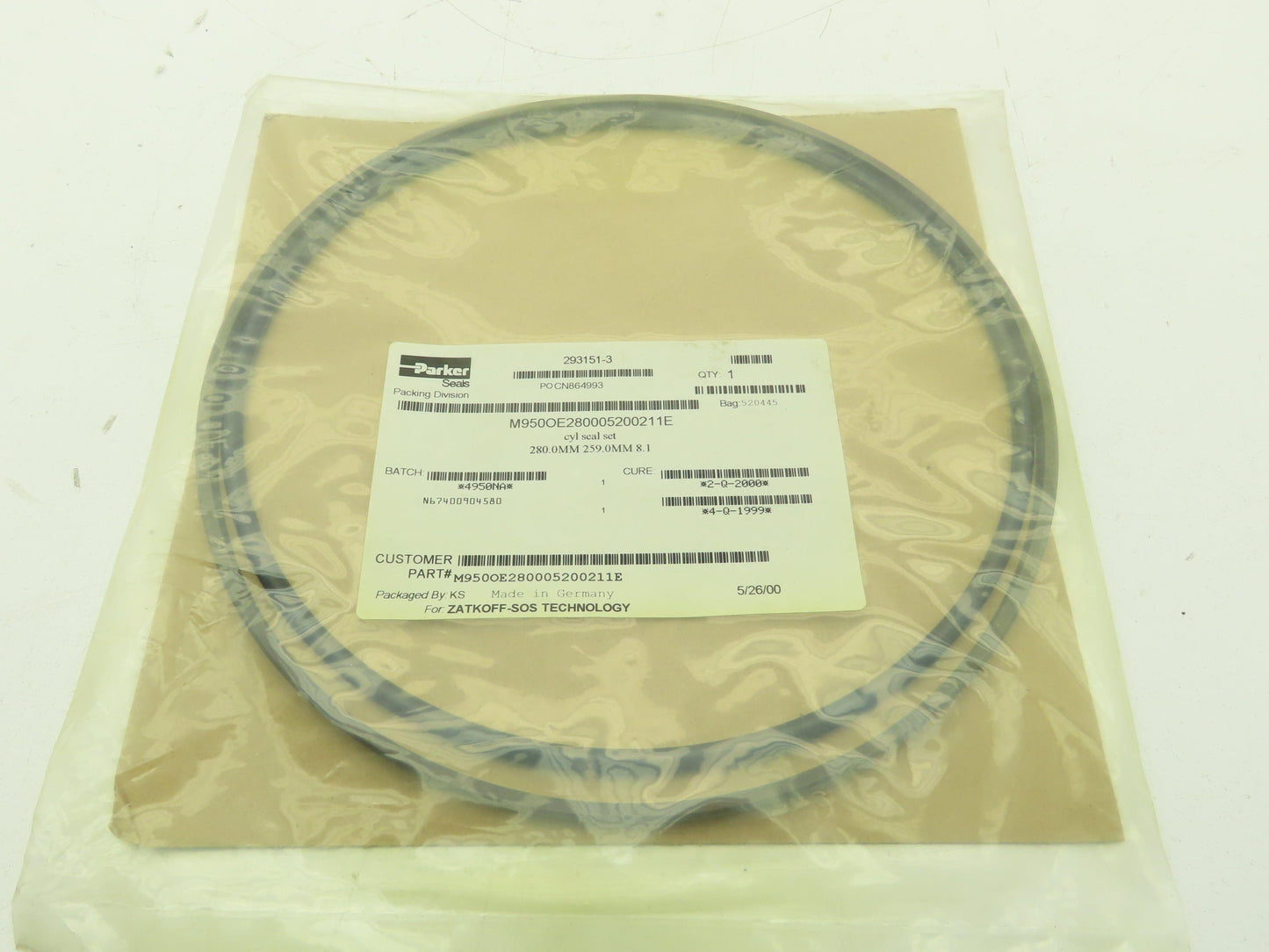 Parker M950OE280005200211E Seal Hydraulic Oil Packing Seal Set 280MM 259MM 8.1