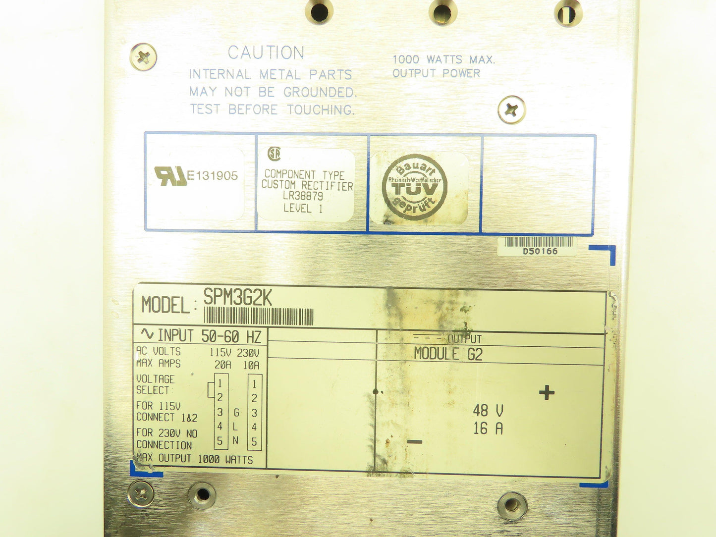 Power One SPM3G2K D.C. Power Supply 48V 16A G2 Module 115/230V Input