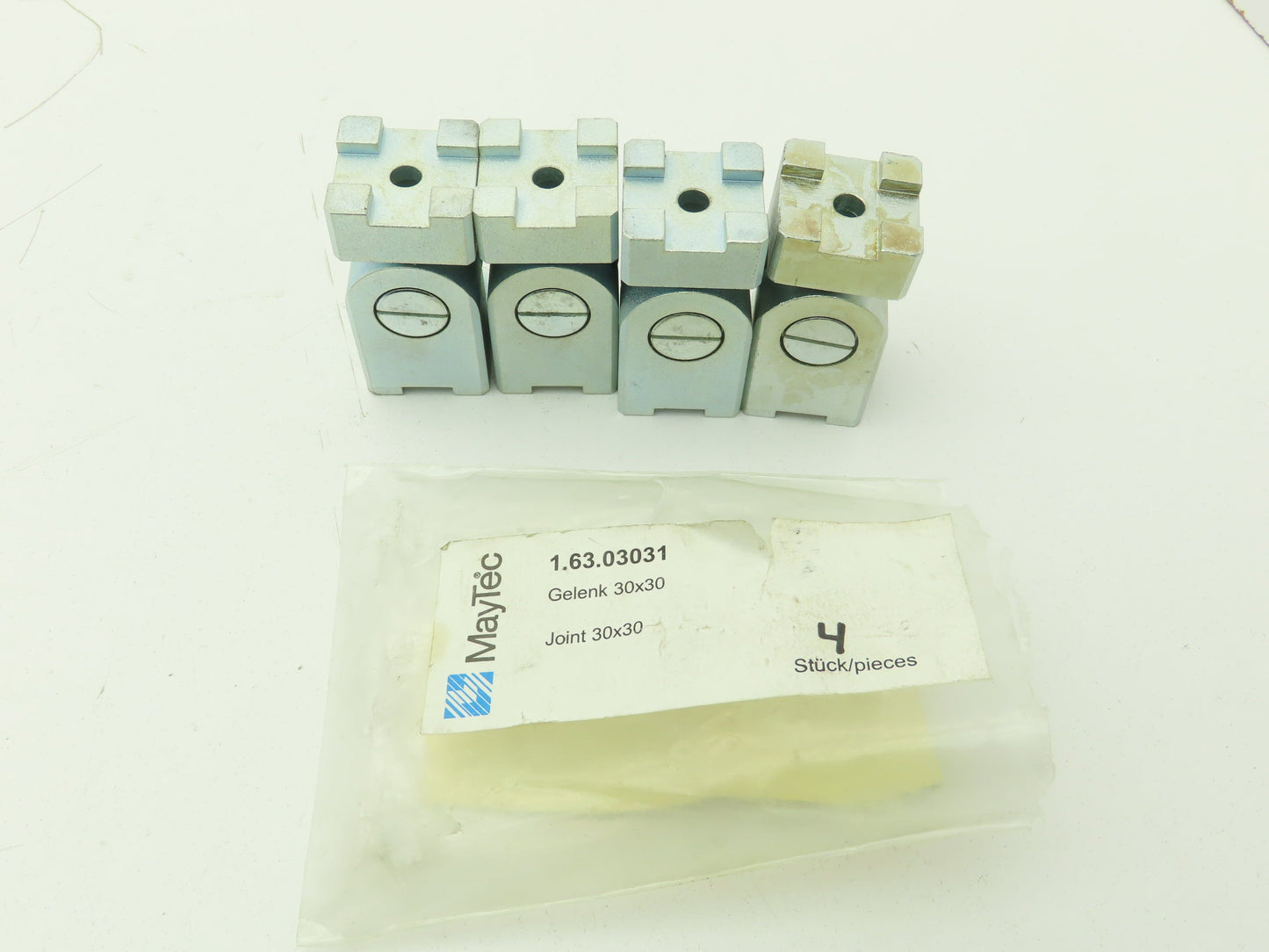 MayTec 16303031 Pivot Hinge Joint 30mm Aluminum Extrusion Conveyor Lot of 4