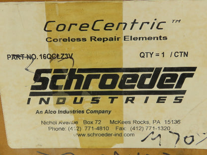 Schroeder 16QCLZ3V Filter Element 3 Micron