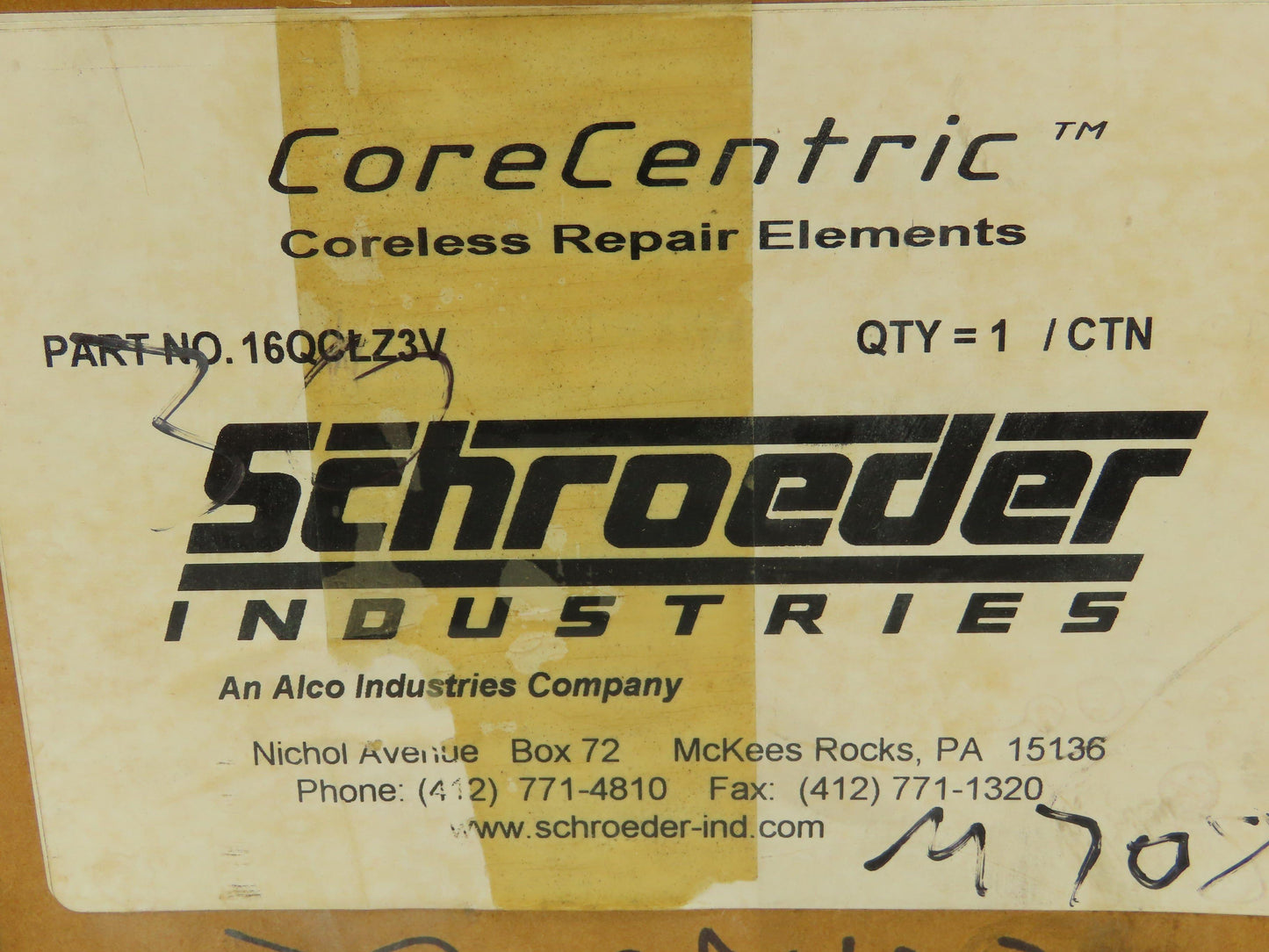 Schroeder 16QCLZ3V Filter Element 3 Micron