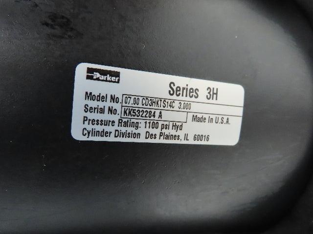 Parker CD3HKTS14C  3H Hydraulic Cylinder 7" Bore 3" Stroke 1100 PSI Trunnion Mt