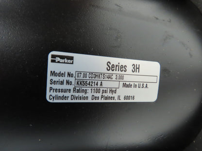 Parker CD3HKTS14AC  3H Hydraulic Cylinder 7" Bore 3" Stroke 1100 PSI Trunnion Mt