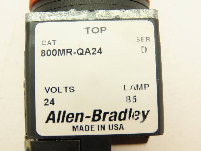 Allen Bradley 800MR-QA24AA  Ser D Illuminated Amber Push Button 22mm Flush 24V