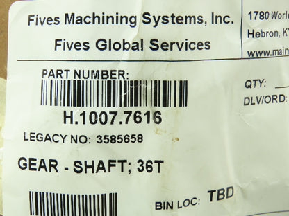 Fives Global Services H.1007.7616 Gear Shaft 36T 3585658 Cincinnati Milacron