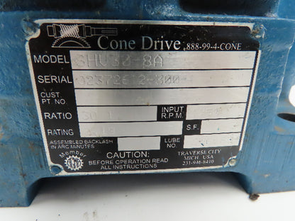 Cone Drive SHV30-8A Reducer 30:1 Gearbox 2.19hp 58rpm Vertical Hollow Shaft