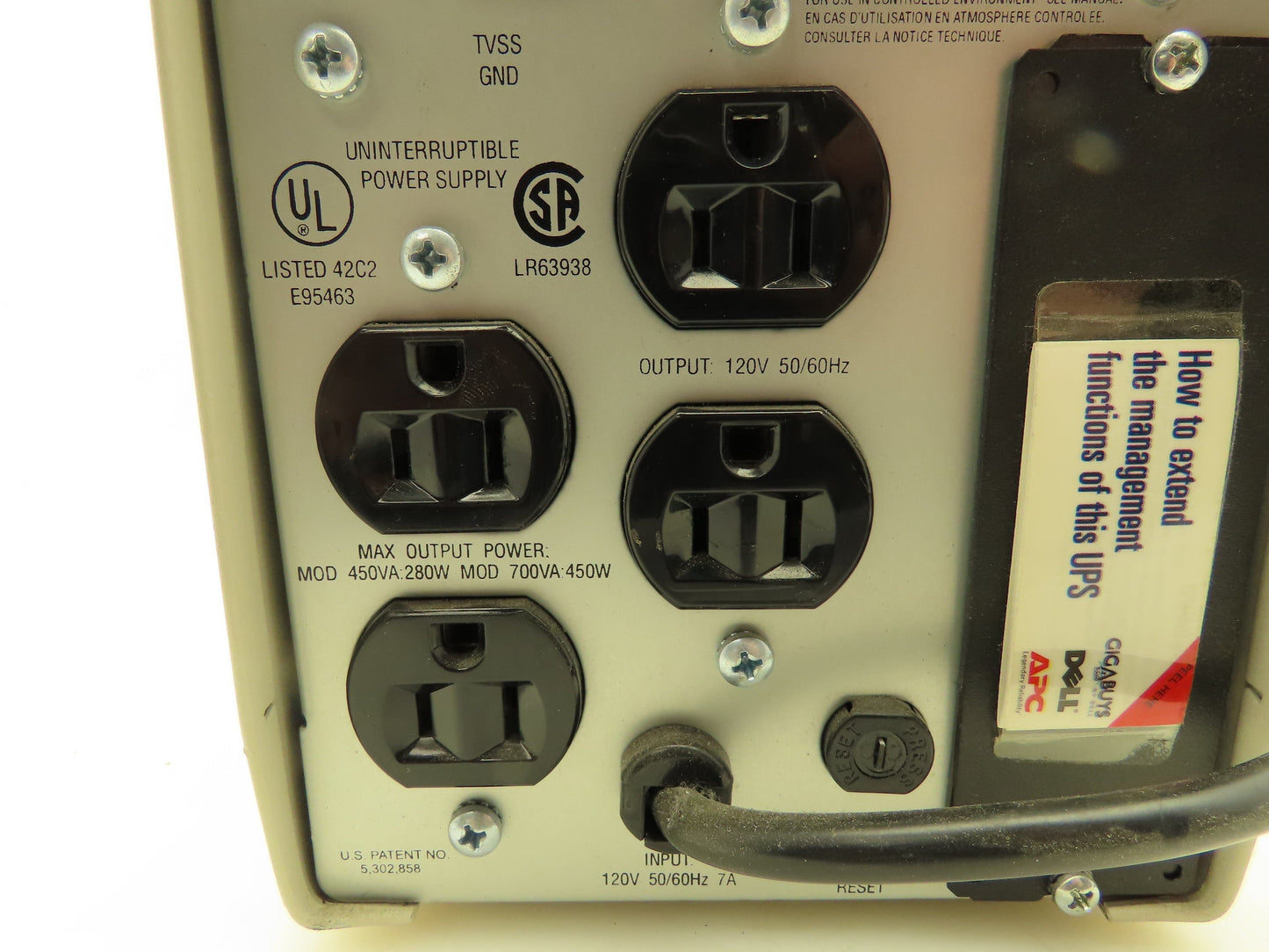 APC SU700NET Smart-UPS 700VA 450W 120V 4-Outlet