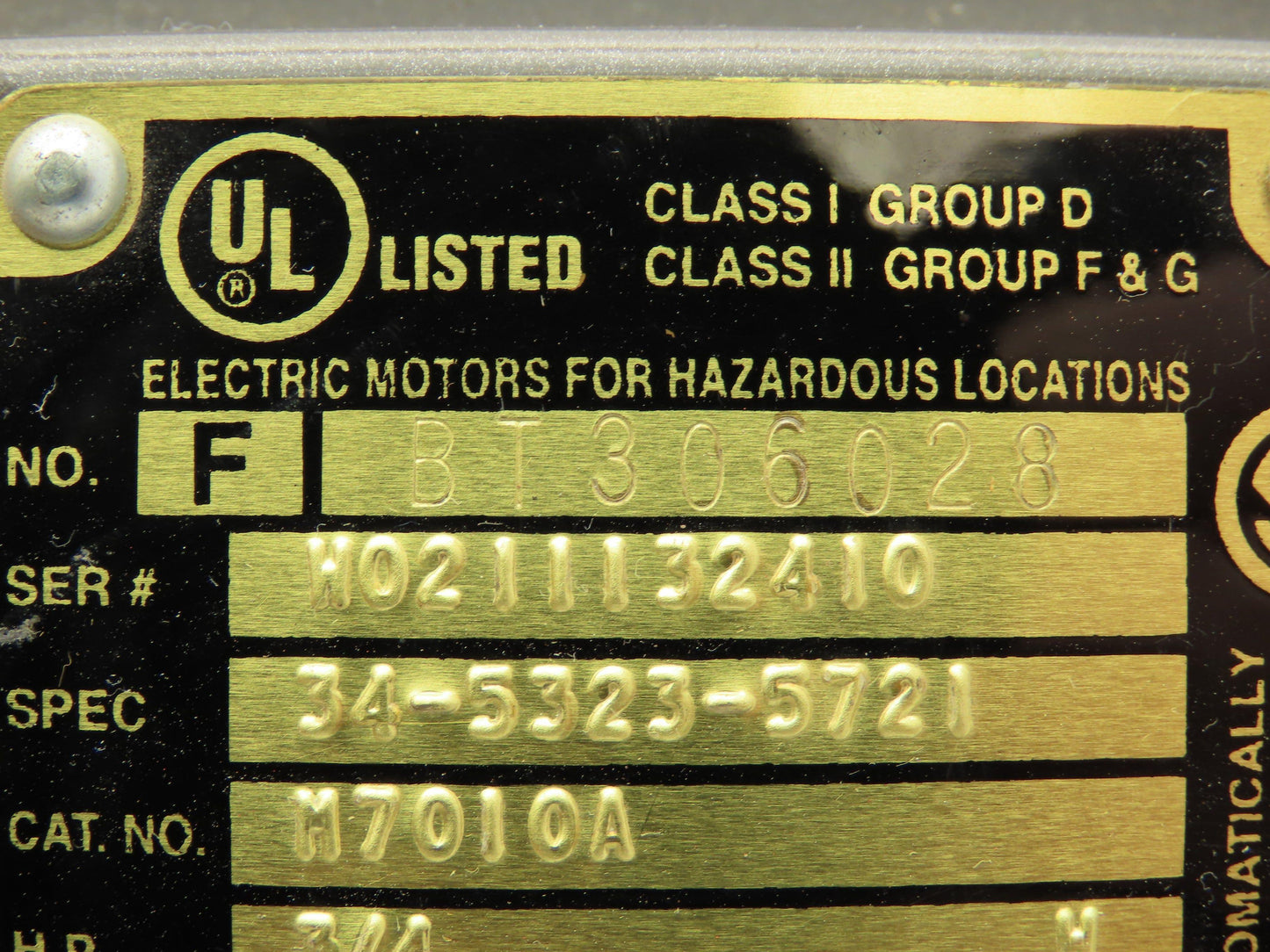 Baldor 3/4 Hp 1725rpm 56 Frame 208-230/460v 3ph Hazardous Location Motor