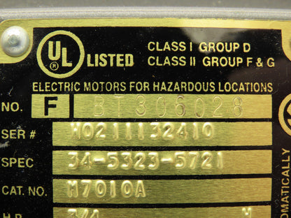 Baldor 3/4 Hp 1725rpm 56 Frame 208-230/460v 3ph Hazardous Location Motor