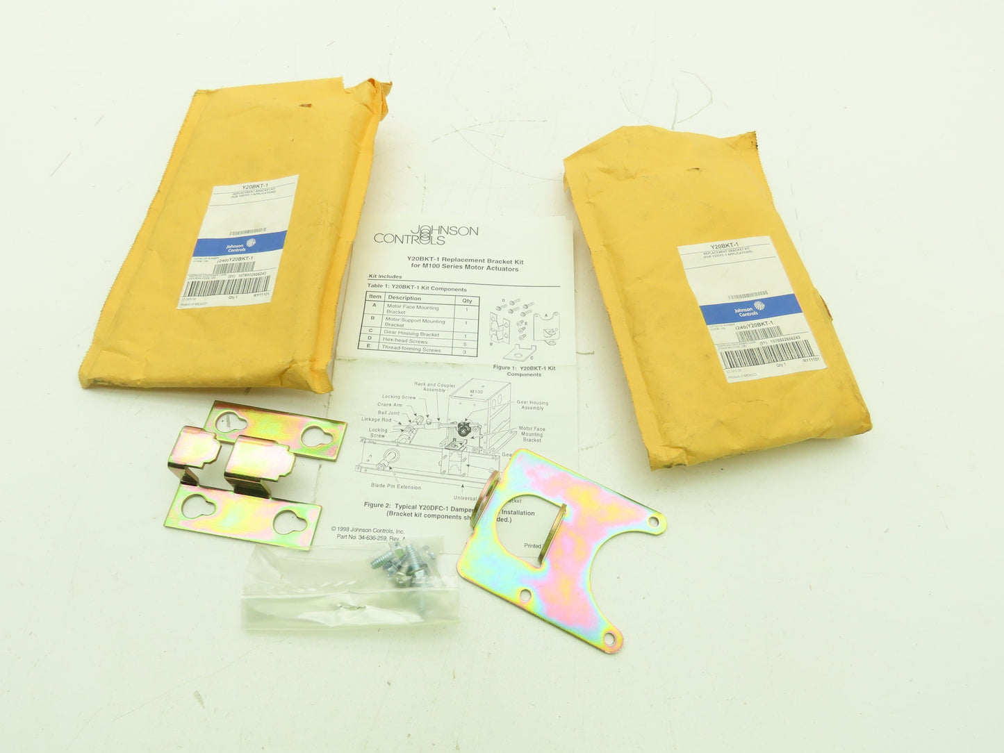 Johnson Controls Y20BKT-1 Replacement Bracket Kit Motor Mounting M100 Lot of 2