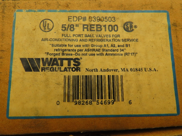 Watts REB100 Brass HVAC Ball Valve 5/8" Copper Line  500 PSI  LOT OF 2