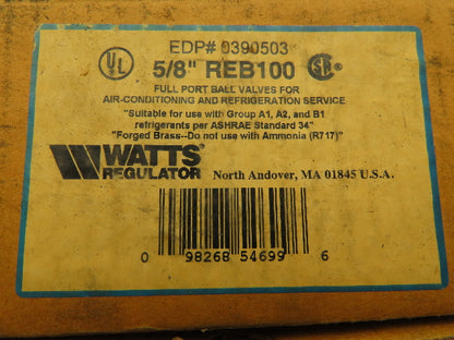 Watts REB100 Brass HVAC Ball Valve 5/8" Copper Line  500 PSI  LOT OF 2