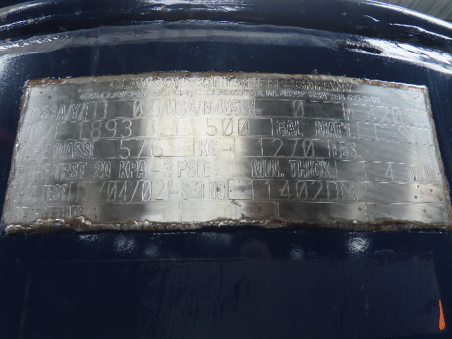 Clawson Container Co. 500 Gallon Jumbo Drum Portable Tank With Lid