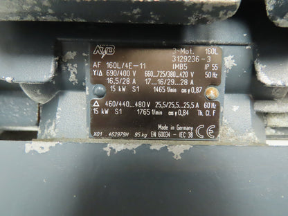 ATB AF 160L/4E-11 Continuous Duty 20 Hp. 1765 Rpm. Motor IMB5 460/440.480v