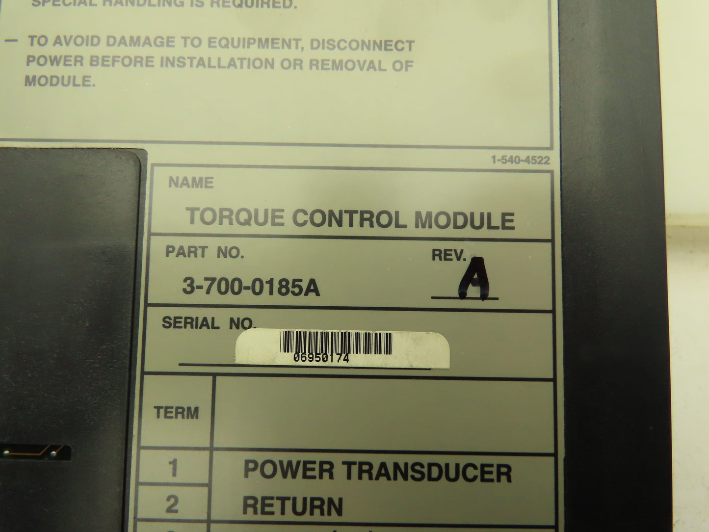 Cincinnati Milacron 3-700-0185A Torque Control Module Rev A