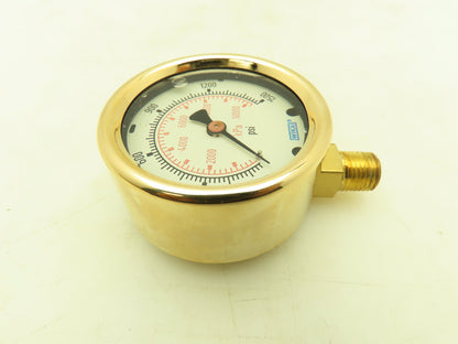 Wika 9456260 Pressure Gauge Liquid Filled 2-1/2" Dial 1500 psi (kPa) 1/4" NPT