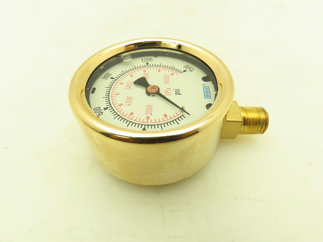 Wika 9456260 Pressure Gauge Liquid Filled 2-1/2" Dial 1500 psi (kPa) 1/4" NPT