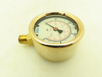 Wika 9456260 Pressure Gauge Liquid Filled 2-1/2" Dial 1500 psi (kPa) 1/4" NPT