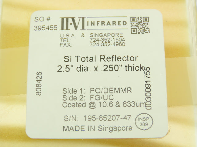 II-IV Infrared 395455 Si Total Reflector Mirror 2.5"x .250"