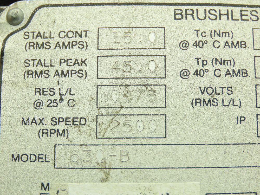 Parker 630-B Compumotor Brushless Servo Drive Motor 230V 2500RPM 4.25KW
