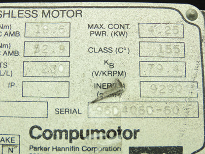 Parker 630-B Compumotor Brushless Servo Drive Motor 230V 2500RPM 4.25KW